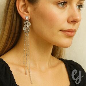 Dione Crystal Chain Drop Earrings in Silver Tone – Multiples Available